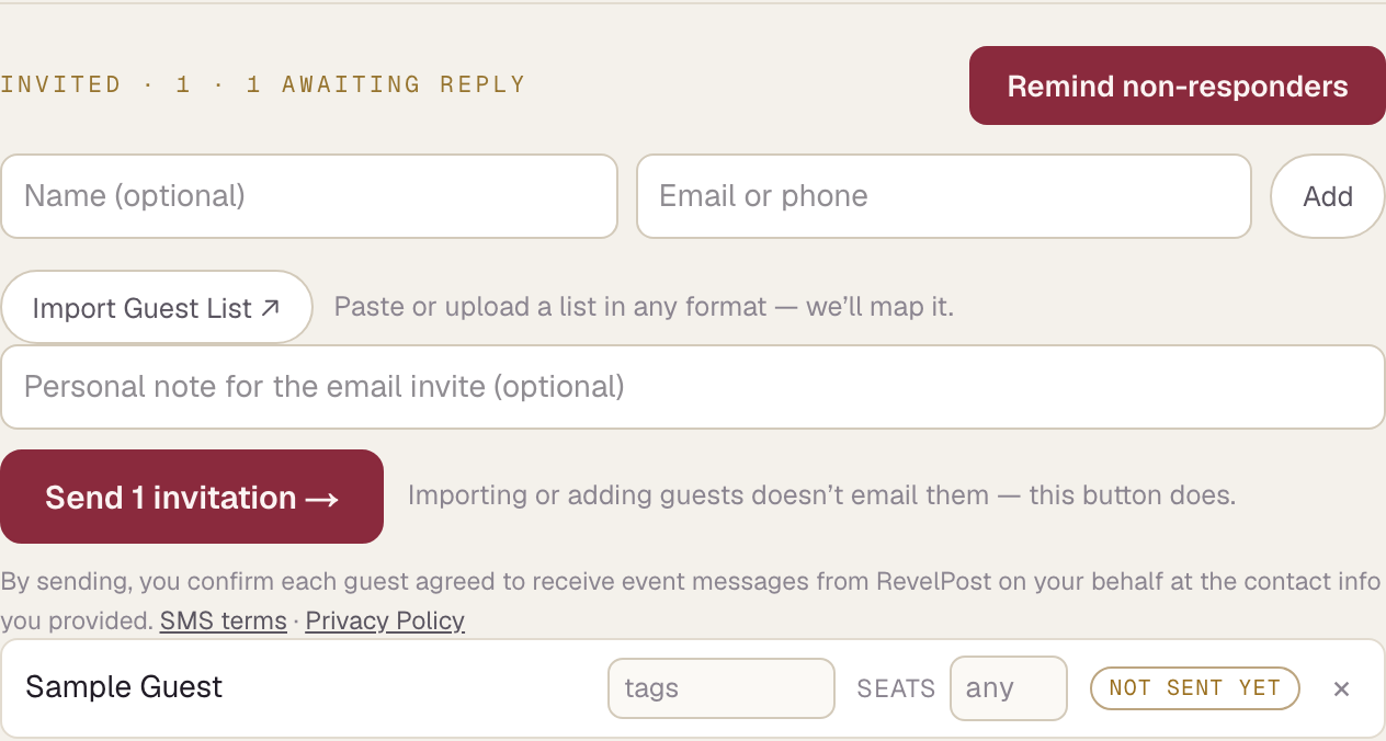 Host send flow: the consent affirmation shown above the Send button